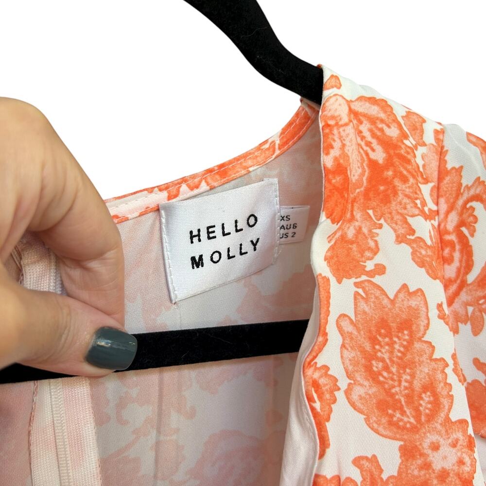 Hello Molly Women's Vibrant Orange Floral Papaya Mini Dress Size XS - Picture 5 of 6